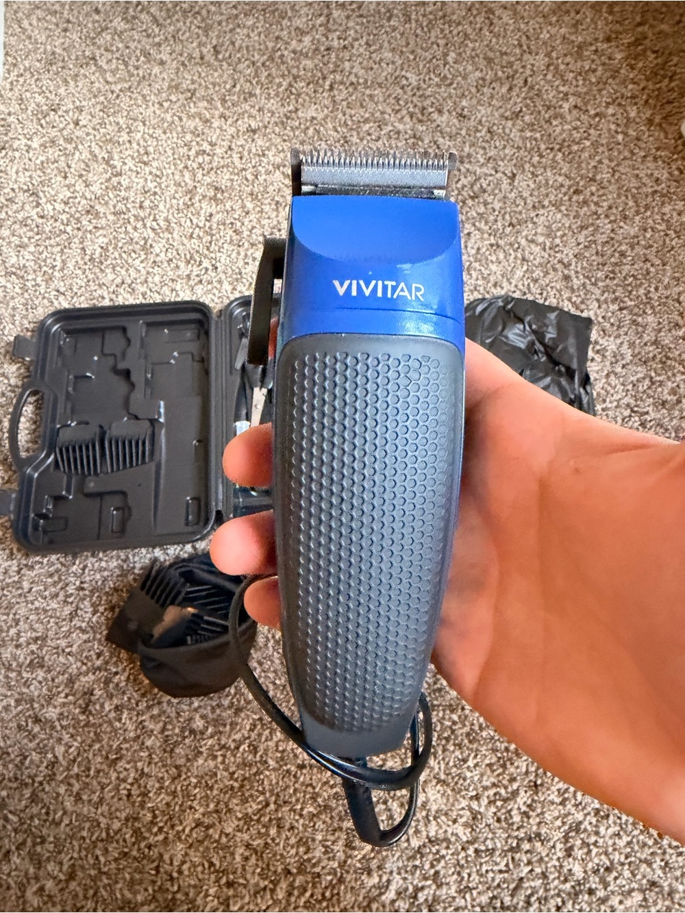 Vivitar Corded Hair Clipper in Blue and Gray Textured Grip